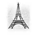 Eiffel tower with letter K tattoo design idea