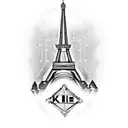 Eiffel tower with letter K tattoo design idea