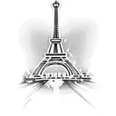 Eiffel tower with letter K tattoo design idea