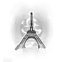 Eiffel tower with letter A tattoo design idea