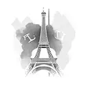 Eiffel tower with letter A tattoo design idea
