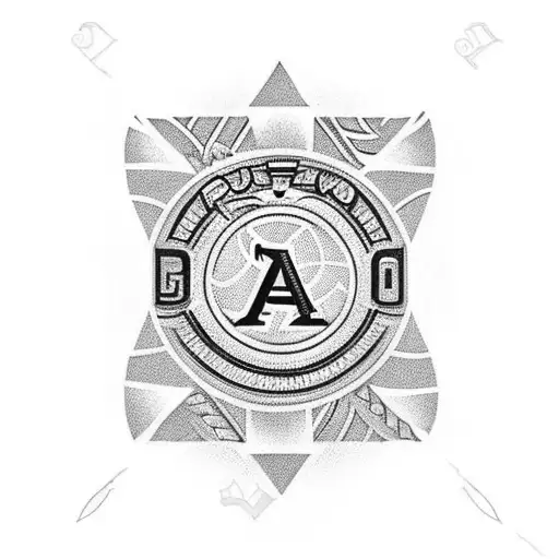 A traditional tattoo of a baseball diamond with Alpha Phi Alpha symbols incorporated tattoo design idea