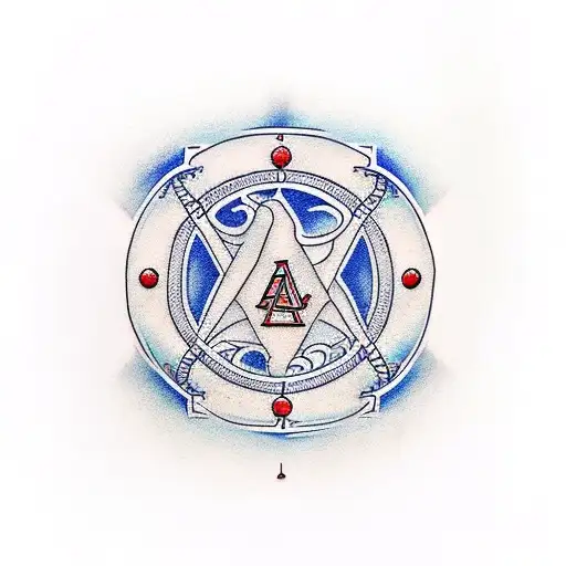 A traditional tattoo of a baseball diamond with Alpha Phi Alpha symbols incorporated tattoo design idea