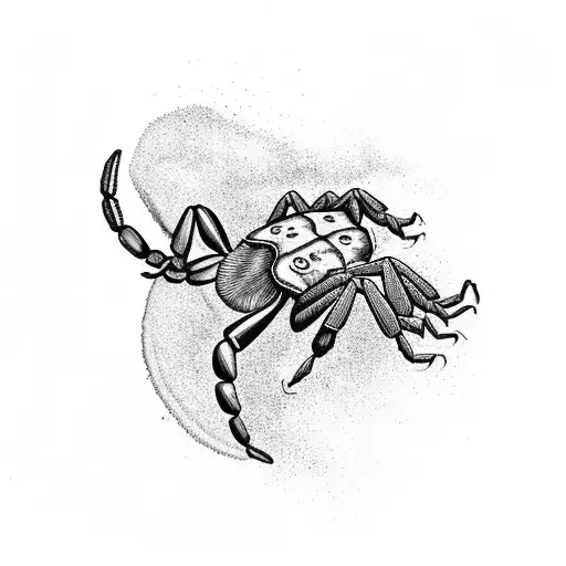 scorpion with eye in the abdomen. bluebonnets in the backround tattoo design idea