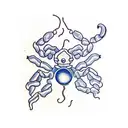 scorpion with eye in the abdomen. bluebonnets in the backround tattoo design idea