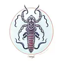 scorpion with eye in the abdomen. bluebonnets in the backround tattoo design idea