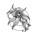 scorpion with eye in the abdomen. bluebonnets in the backround tattoo design idea