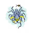 scorpion with eye in the abdomen. bluebonnets in the backround tattoo design idea