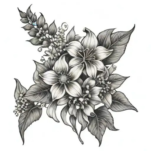 Wildflowers with shading tattoo design idea