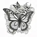 monarch butterfly flying tattoo design idea