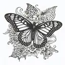 monarch butterfly flying tattoo design idea