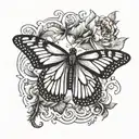 monarch butterfly flying tattoo design idea