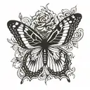 monarch butterfly flying tattoo design idea