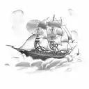 ship in storm with kraken tattoo design idea