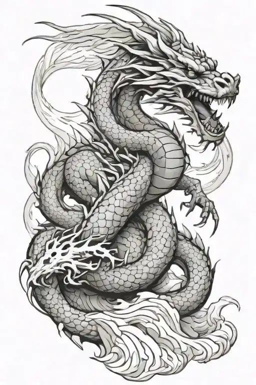 dragon mountain tattoo design idea