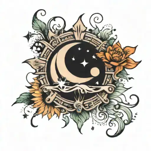 A small tattoo with a moon and a sun on the arms for females tattoo design idea