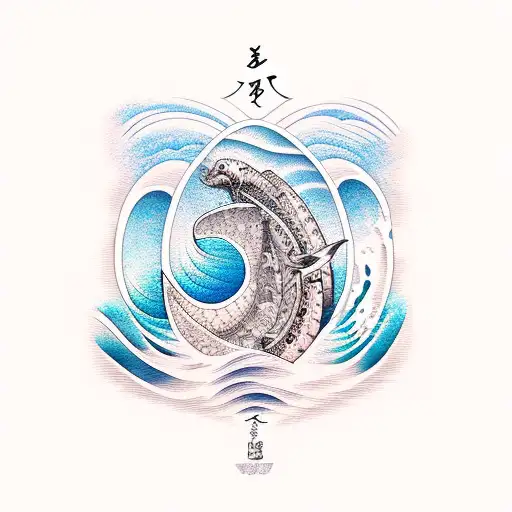 Ocean Wave with stingray tattoo design idea