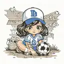 little girl soccer uniform dodgers hat on lots of freckles black hair big eyes   tattoo design idea