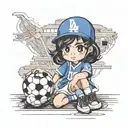 little girl soccer uniform dodgers hat on lots of freckles black hair big eyes   tattoo design idea