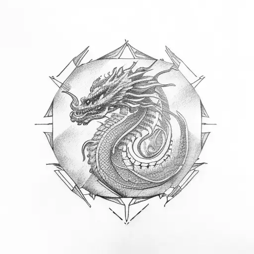 libra and leo in dragon tattoo design idea