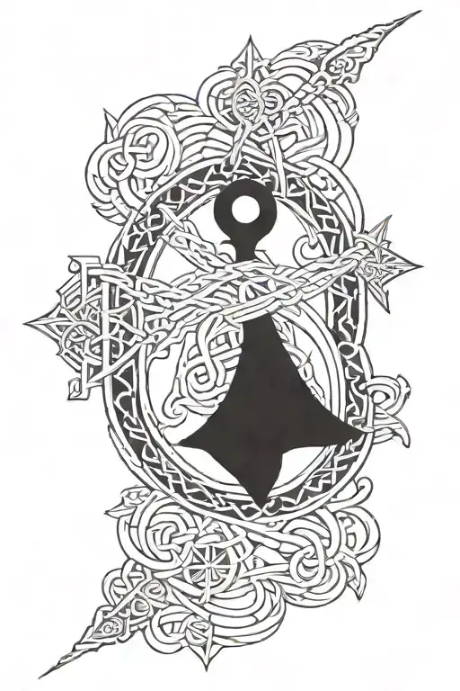 Trident/trishul Infinity, 11:11, Endless knot, semicolon, Compass, God is greater than high and lows tattoo design idea