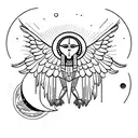 A celestial Sphinx with the moon as its eyes tattoo design idea