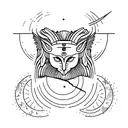 A celestial Sphinx with the moon as its eyes tattoo design idea