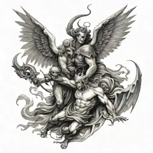 war between angels and demons tattoo design idea
