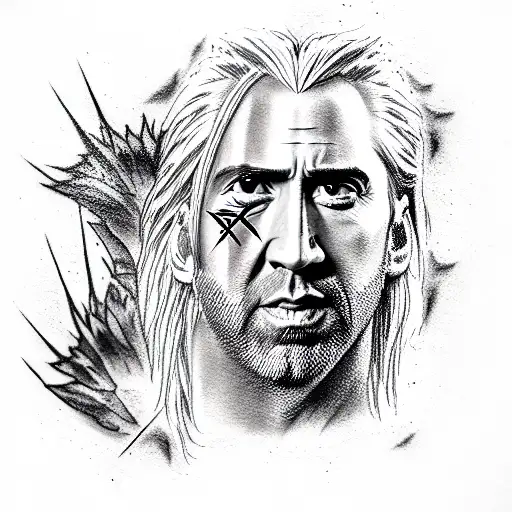 nic cage Witcher tattoo design idea