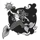 mermaid swimming reference indigenous culture Brazil  tattoo design idea