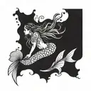 mermaid swimming reference indigenous culture Brazil  tattoo design idea