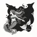 mermaid swimming reference indigenous culture Brazil  tattoo design idea