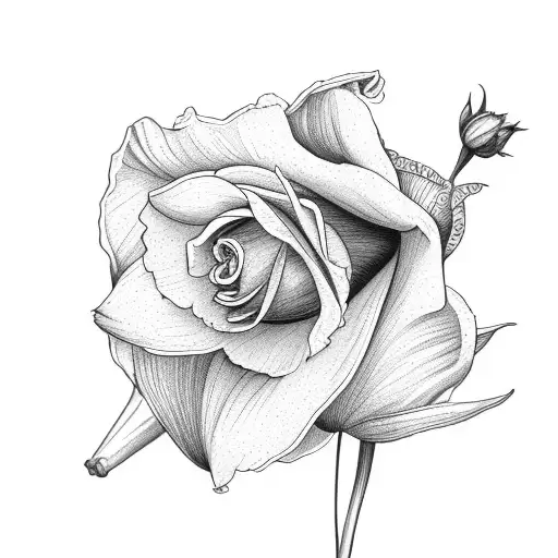 daffodil with a rose and geranium tattoo design idea
