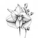 daffodil with a rose and geranium tattoo design idea