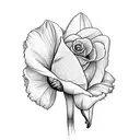 daffodil with a rose and geranium tattoo design idea