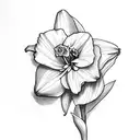 daffodil with a rose and geranium tattoo design idea