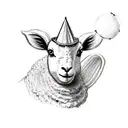 lamb with party hat tattoo design idea