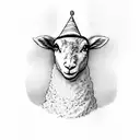 lamb with party hat tattoo design idea