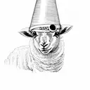lamb with party hat tattoo design idea