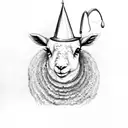 lamb with party hat tattoo design idea