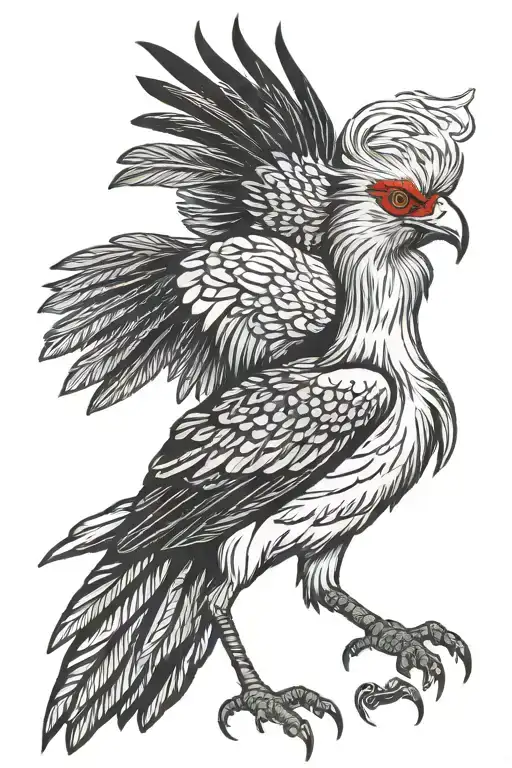 secretary bird tattoo design idea