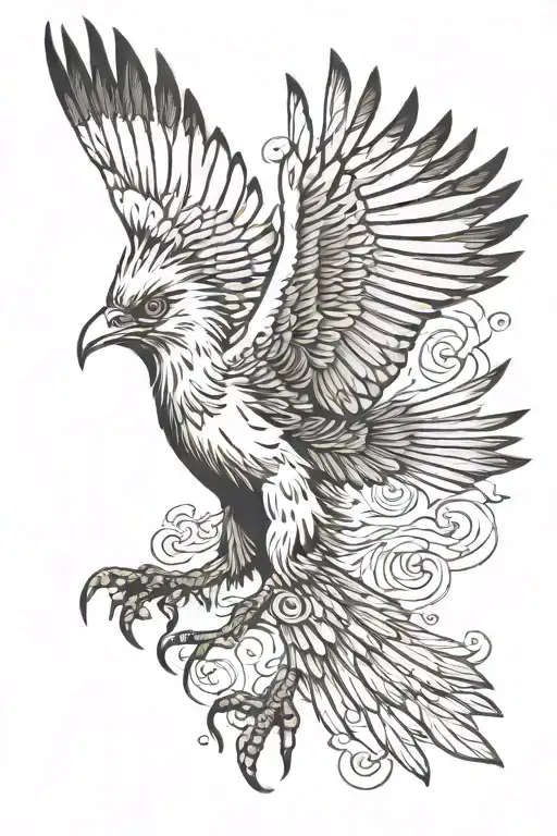secretary bird flying tattoo design idea