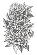 January, April, May, June, August, November birth flower bouquet  tattoo design idea