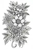 January, April, May, June, August, November birth flower bouquet  tattoo design idea