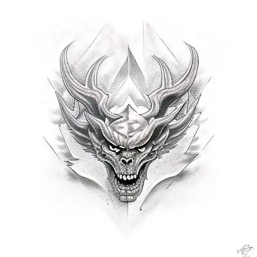 half evil half good creature tattoo design idea