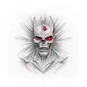 half evil half good creature tattoo design idea