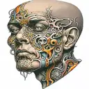 trouble with the head of a person with emotional tattoo design idea