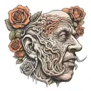 trouble with the head of a person with emotional tattoo design idea