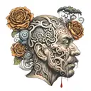 trouble with the head of a person with emotional tattoo design idea