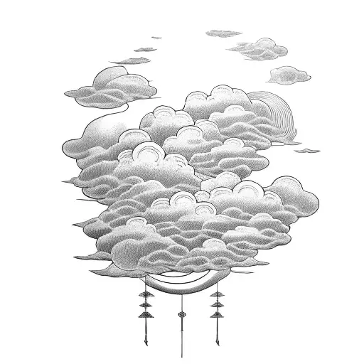 Japanese-style cloud transforming into a tattoo gun tattoo design idea